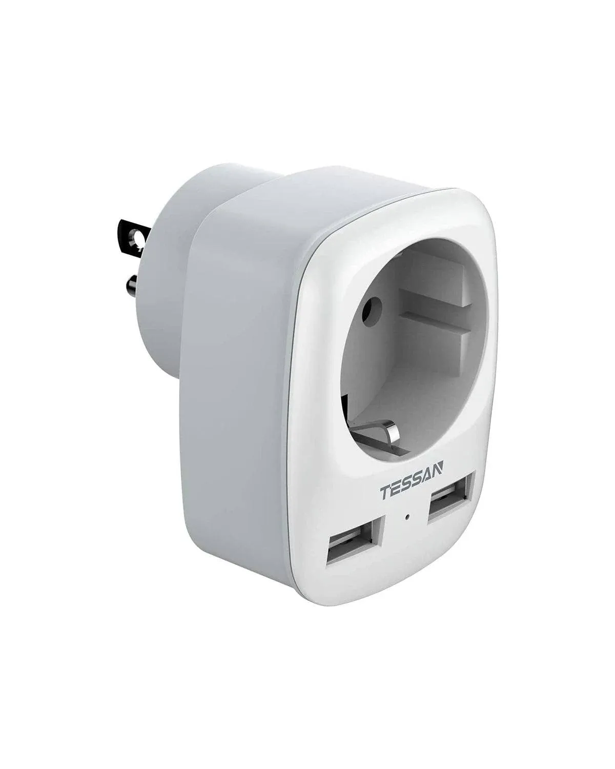 Tessan Europe to US Plug Adapter with AC Outlet and 2 USB Ports