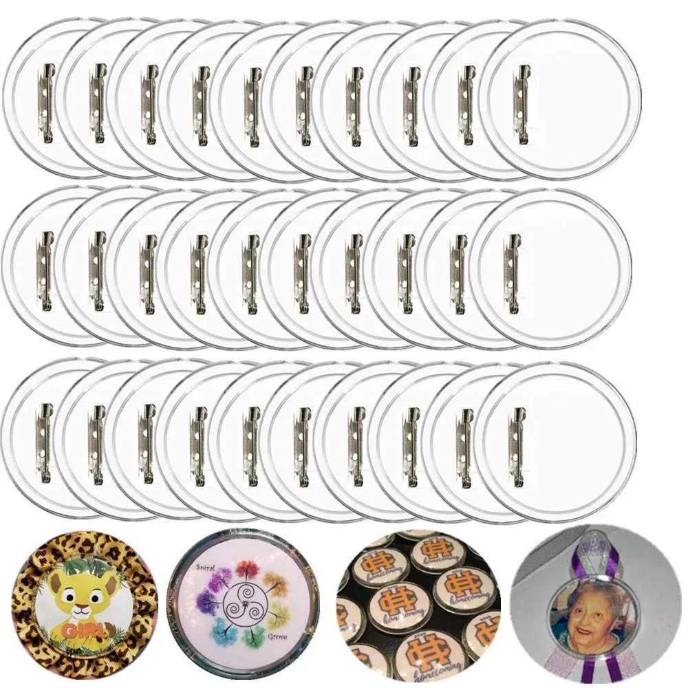 30 Pcs 2.36&#39;&#39; Pin Button Badge Acrylic Clear Pin Buttons Blank Badge Making Kit Acrylic Badge Maker for Craft DIY Kids&#39; Paper Craft Activities etc