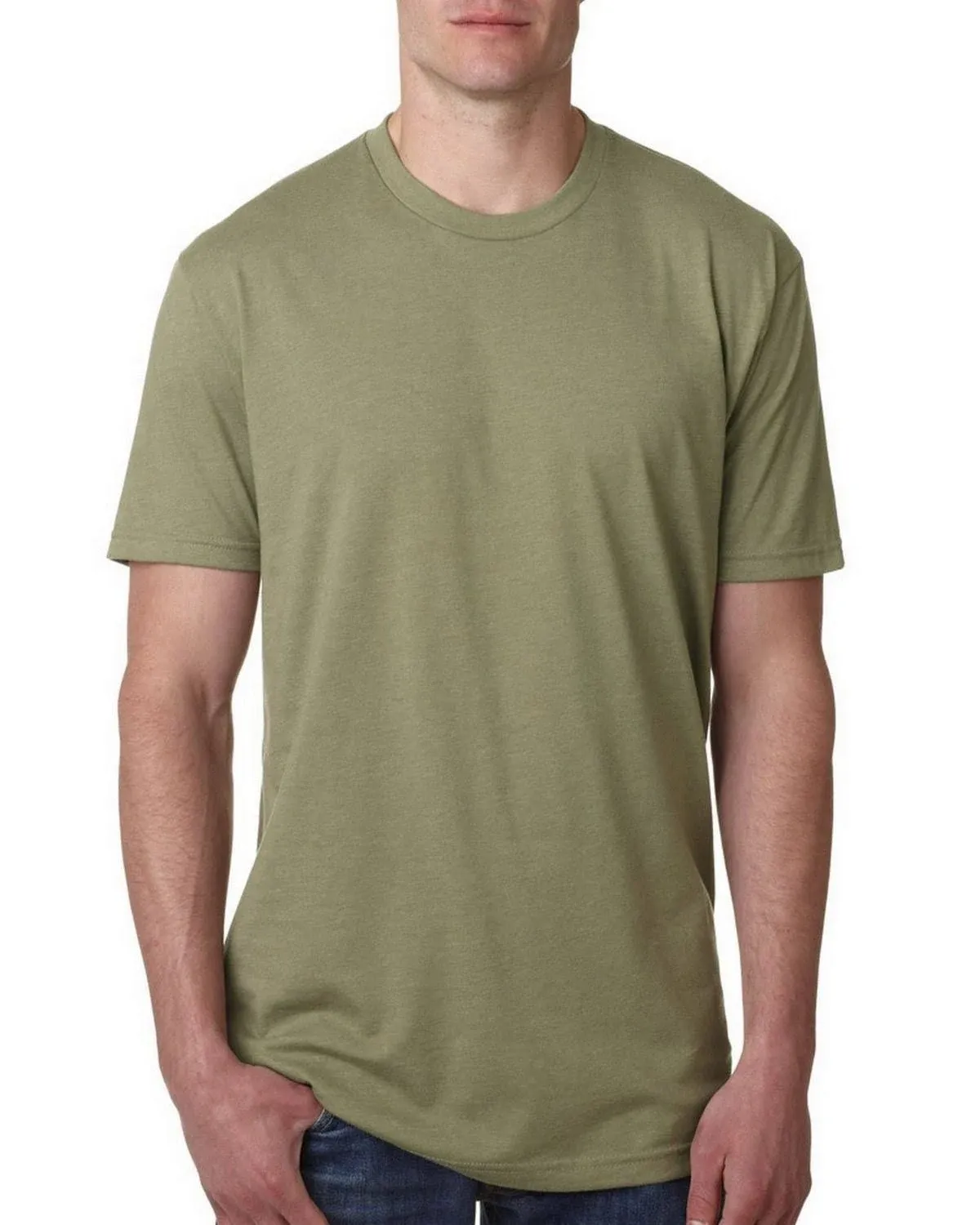 "Next Level Men's Light Olive Premium Fitted CVC Crew Tee"