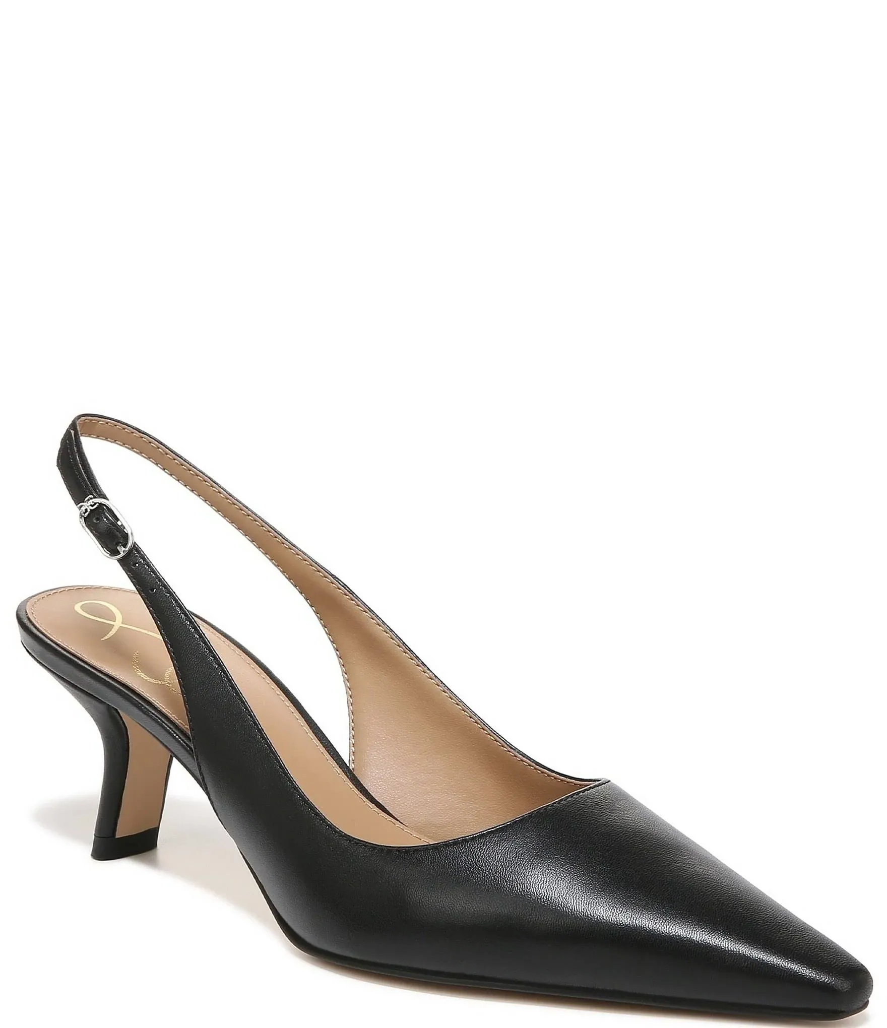 Women's Bianka Pointed Toe Light Black Kitten Heel Slingback Pumps