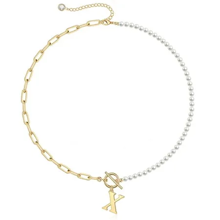 Women's Pearl Initial Necklace