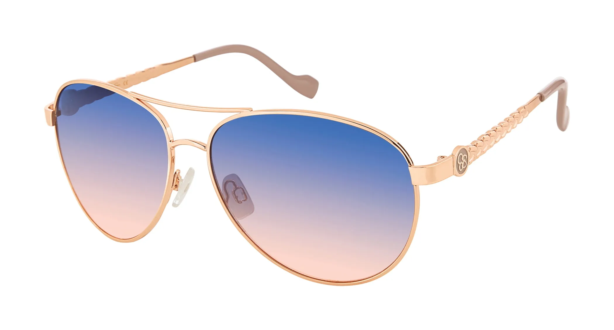 Jessica Simpson Women's Metal Aviator Logo Sunglasses - Gold/Nude