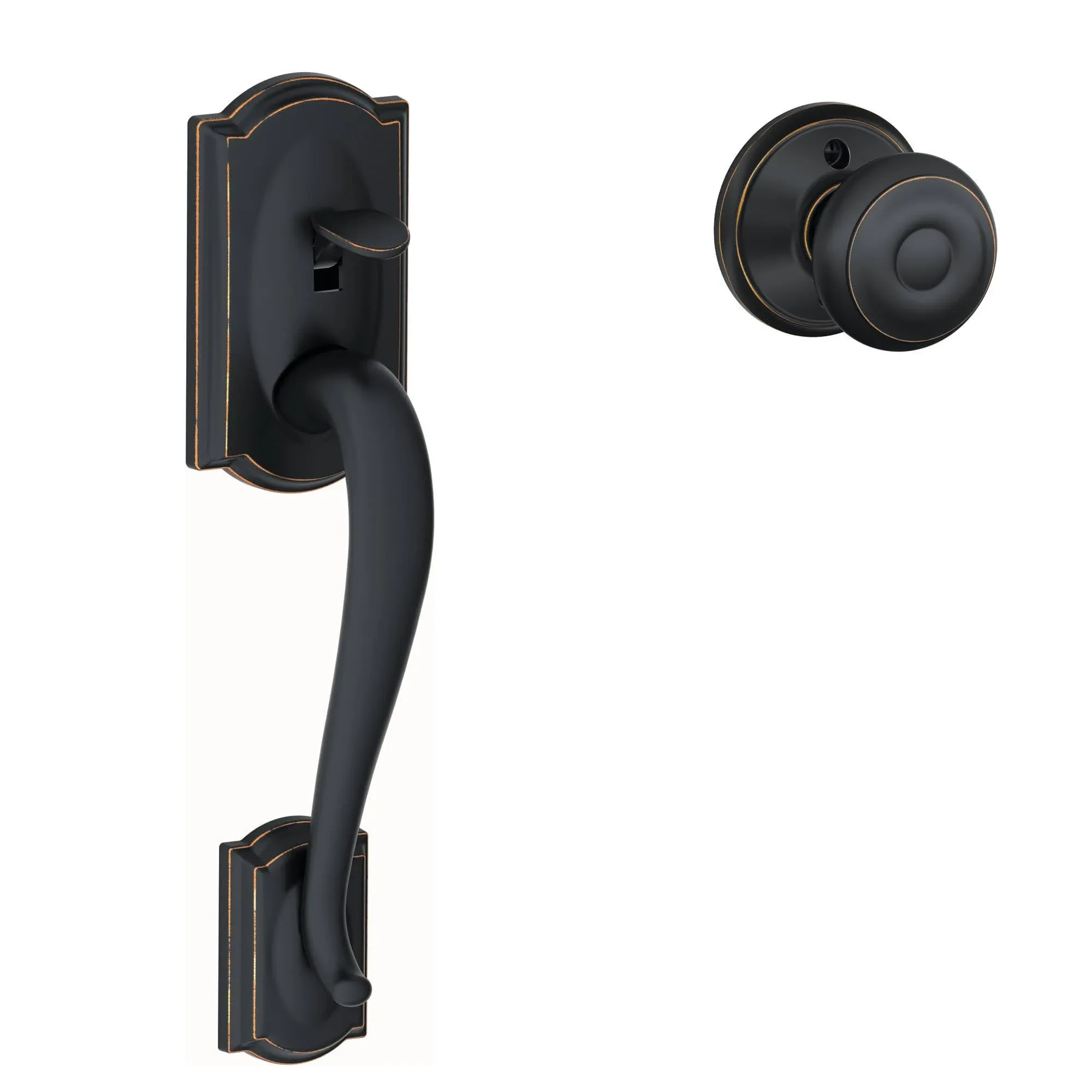 Schlage FE285 CAM GEO Camelot Front Entry Handleset with Georgian Knob