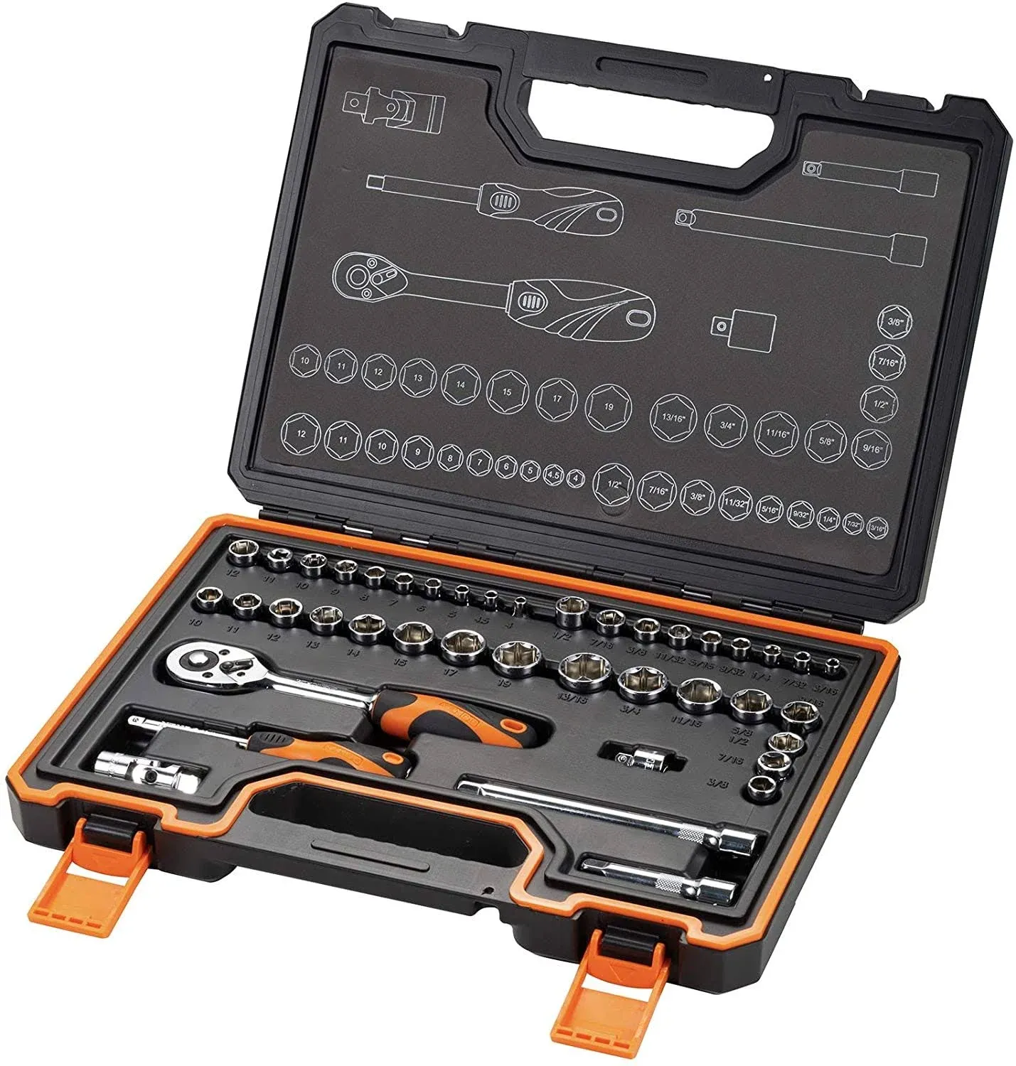 42-Pieces 3/8’’ &amp; 1/4” Dr. Ratchet Socket Wrench Set For Mechanics Professional