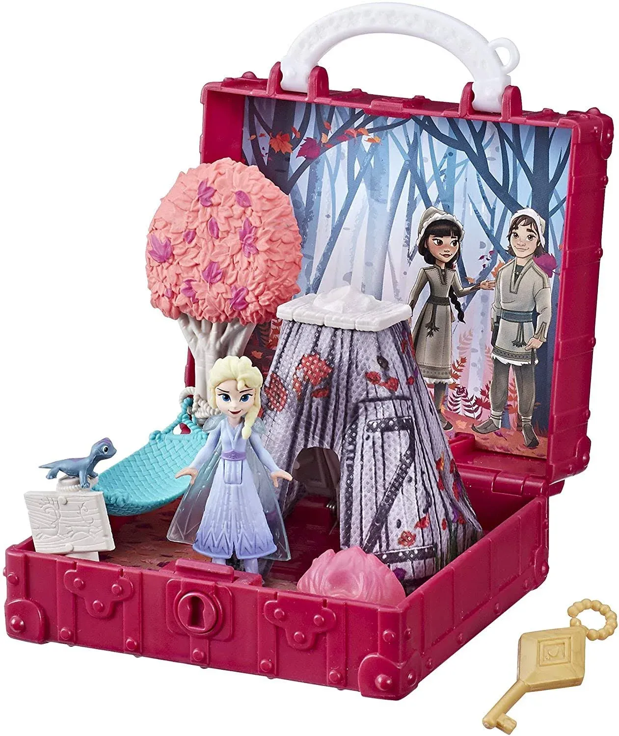  DISNEY FROZEN 2 POP UP ADVENTURES ENCHANTED FOREST SET ELSA DOLL, BRUNI, KEY 