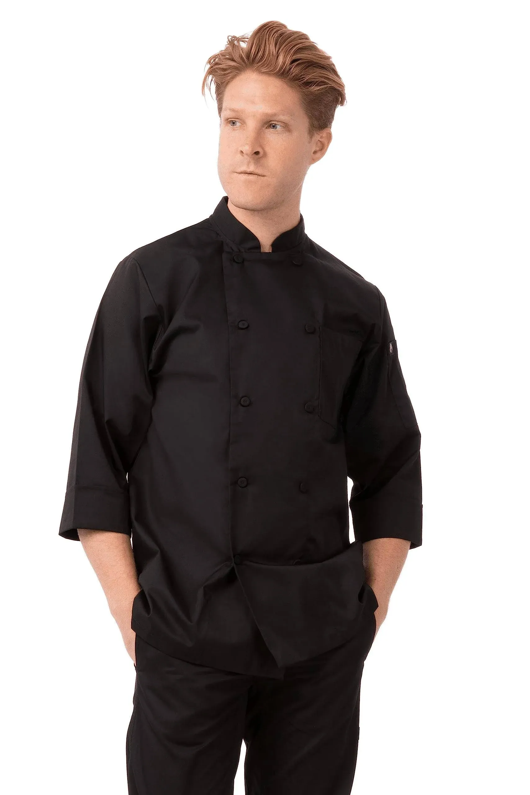 Chef Works 3/4 Sleeve Chef Coat Black Large