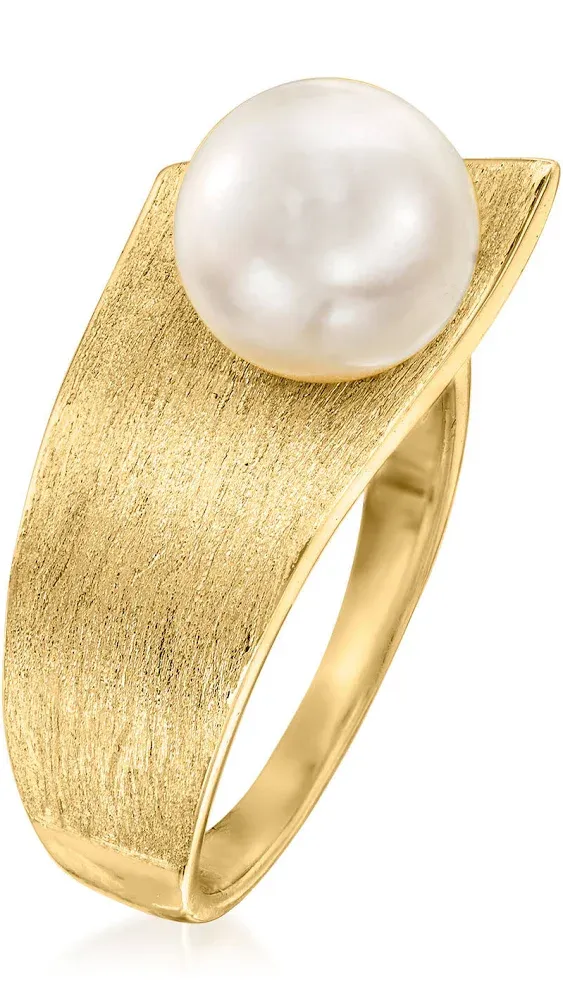 Ross-Simons 8-8.5mm Cultured Pearl Ring in 18kt Gold Over Sterling  | eBay