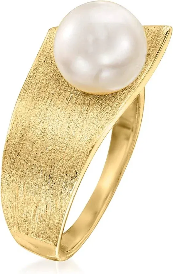 Ross-Simons 8-8.5mm Cultured Pearl Ring in 18kt Gold Over Sterling  | eBay