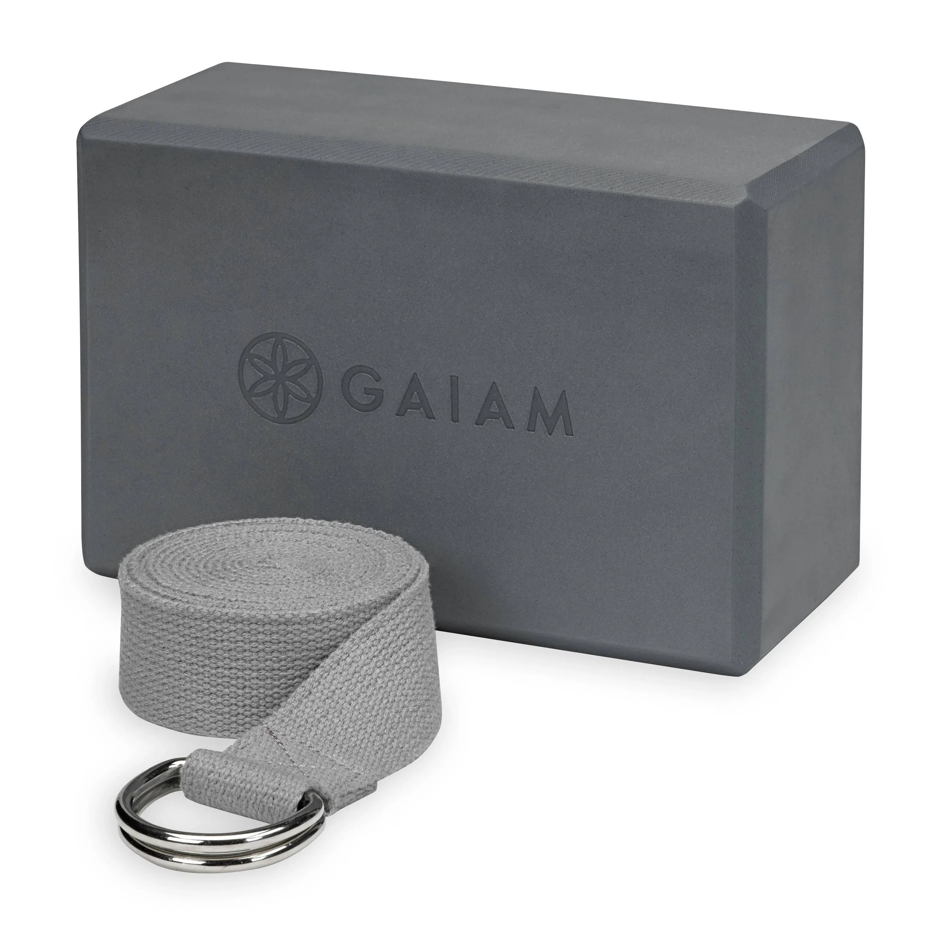 Gaiam Yoga Block + Yoga Strap Combo Set