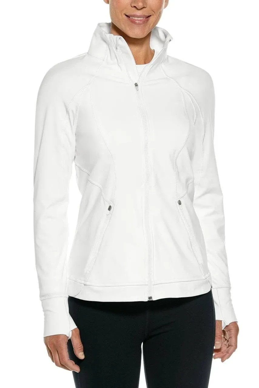 COOLIBAR White UPF 50+ UV Protection Women&#039;s INTERVAL Fitness Jacket Sz M