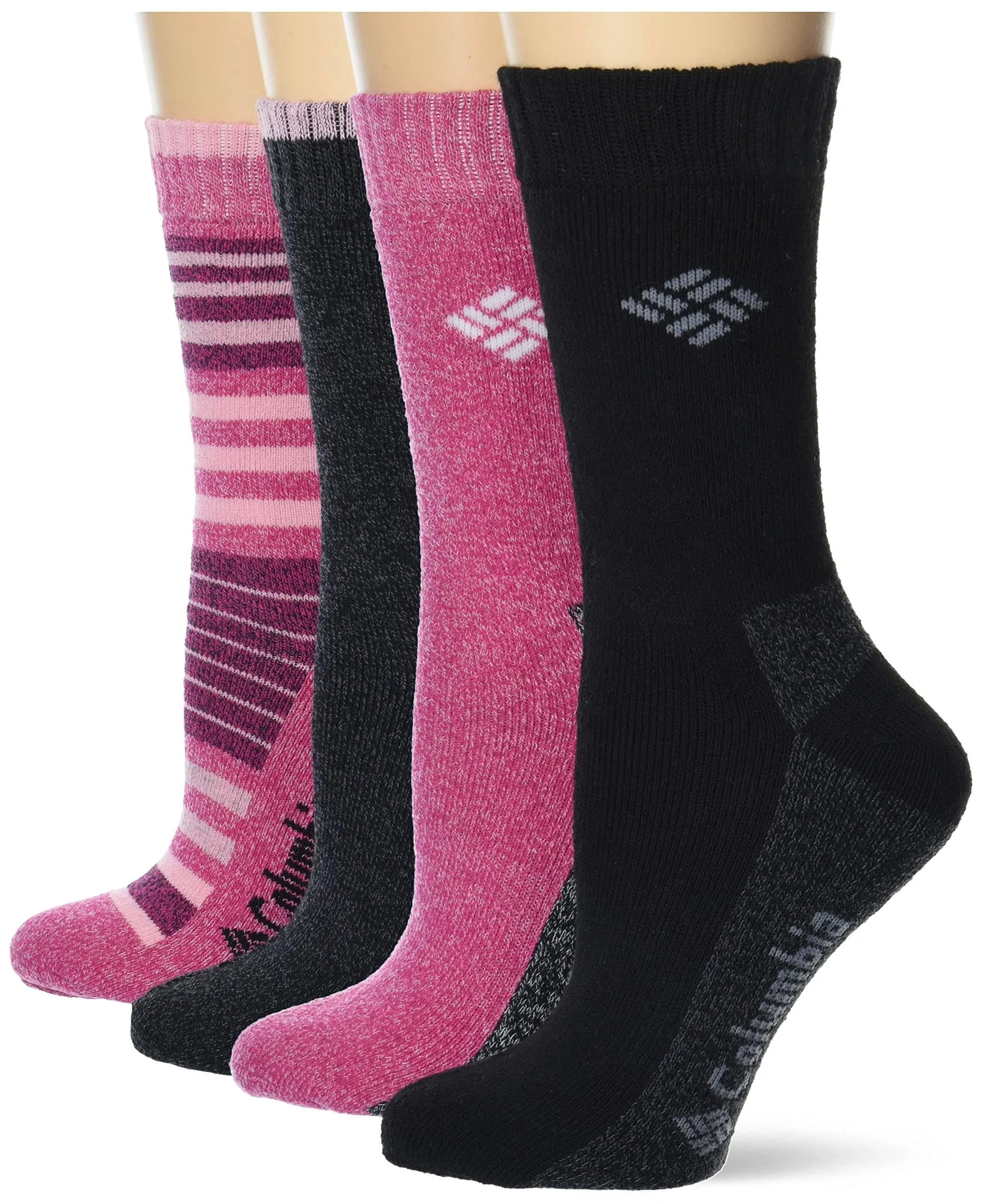 Columbia Womens Moisture Control Crew Socks, 4-pair Socks, Haute Pink-grey, O...