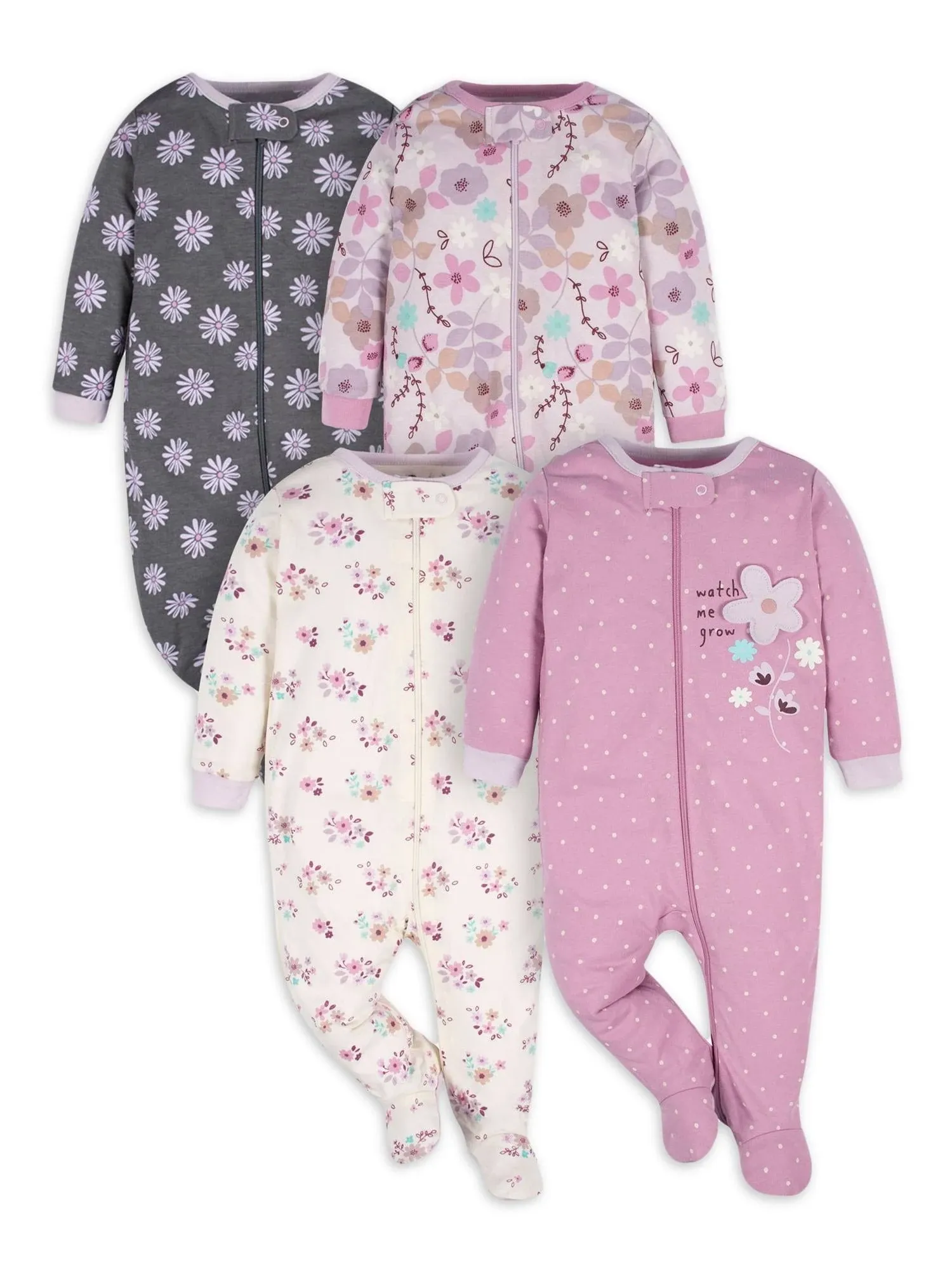 Gerber Baby Girls' 4 Pack Sleep 'n Play Footie