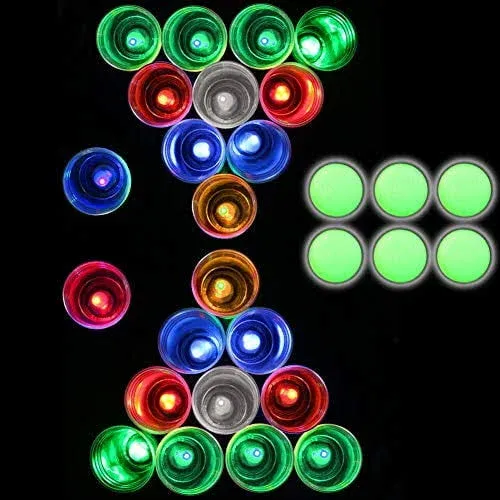 Glow in The Dark Beer Pong Set,Party Games for Beer Pong Table,22 Light up Cups(