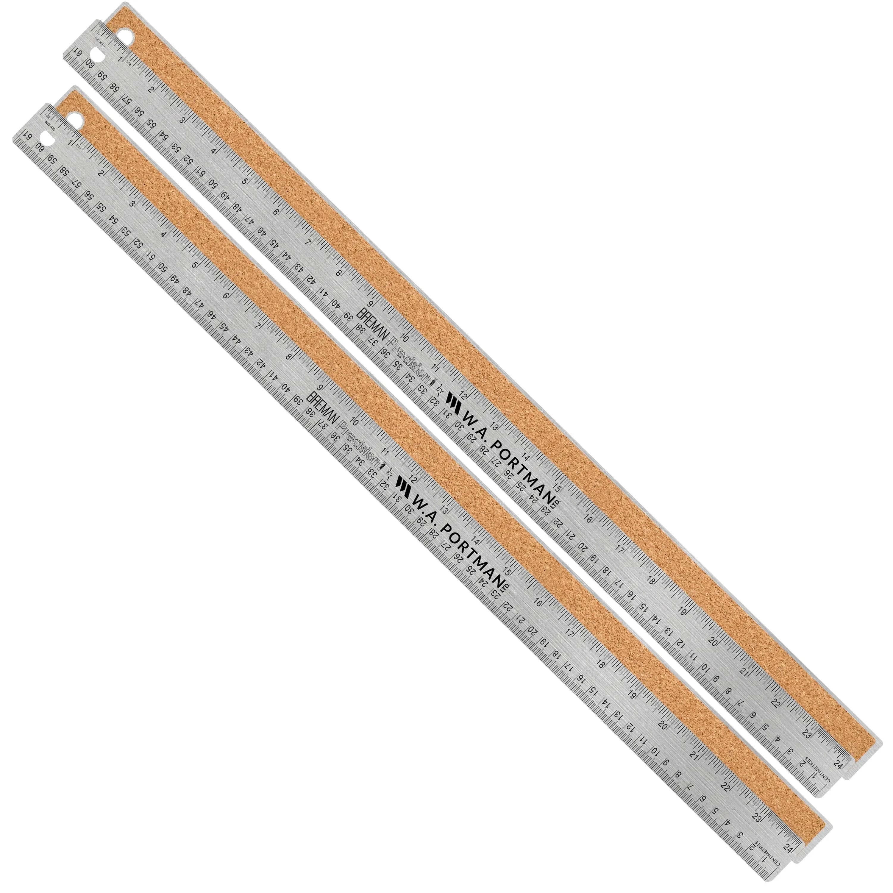 Breman Precision Metal Ruler 24 Inch Stainless Steel Cork Back Metal Ruler