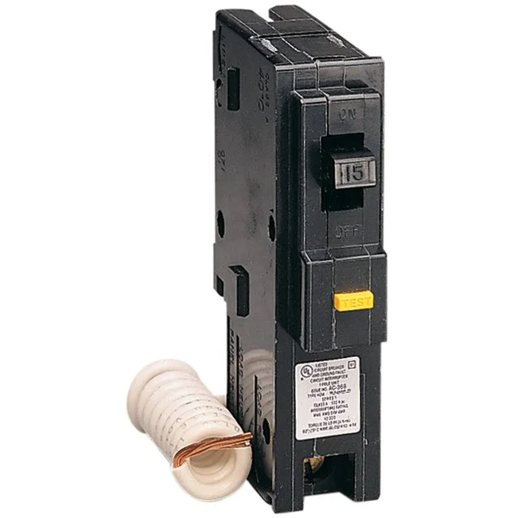 Schneider Electric Square D Ground Fault Interrupter Circuit Breaker,  15 A