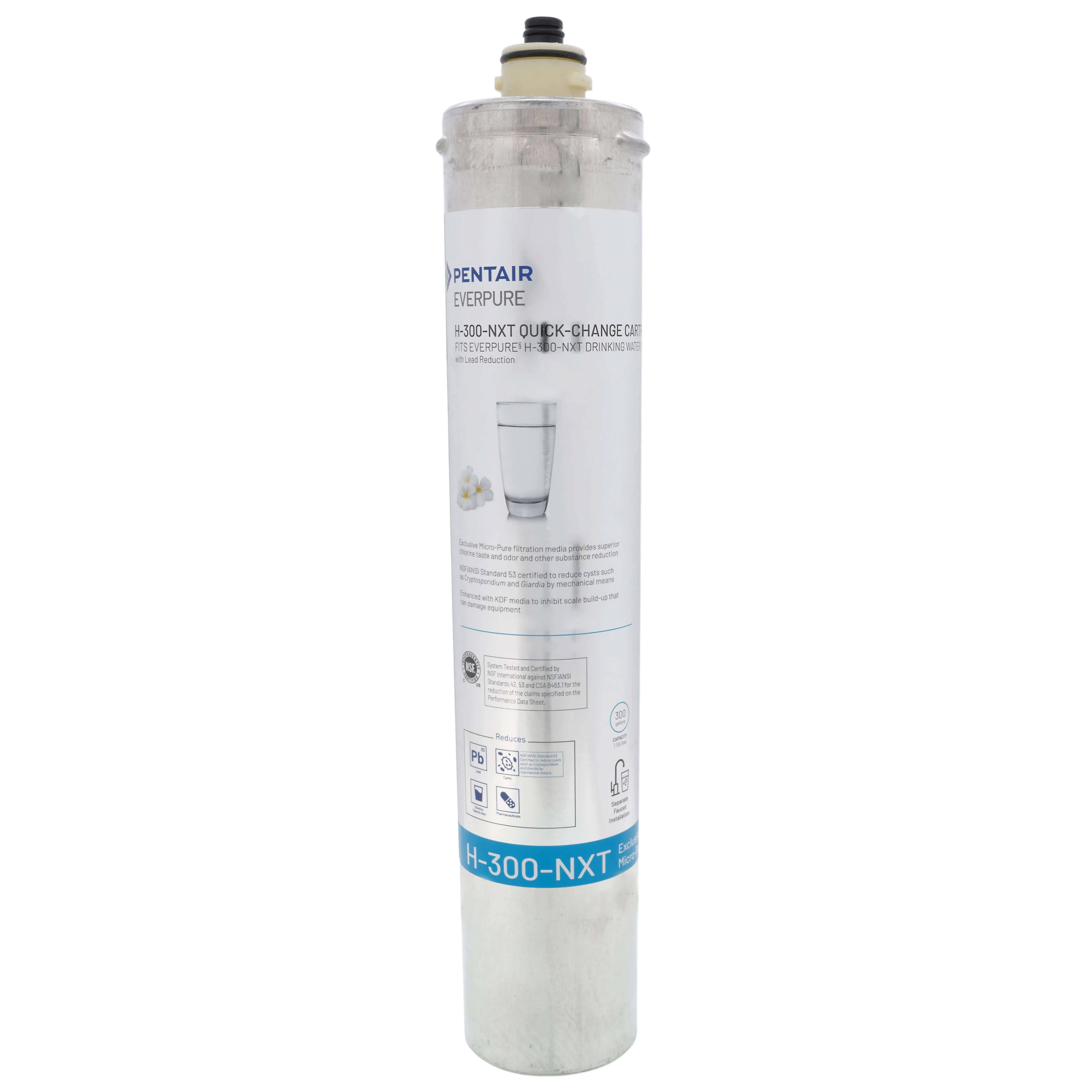 Pentair Everpure H-300-NXT Quick-Change Filter Cartridge, EV927441, For Use in Everpure H-300 Drinking Water Systems, 300 Gallon Capacity, 0.5 Micron