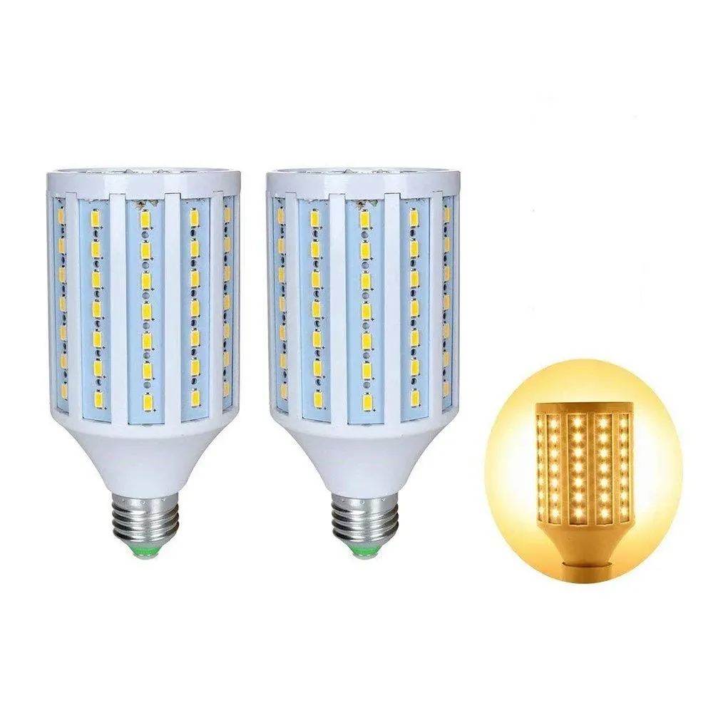 25W E27 LED Corn Light Bulbs(2 Pack)- 98 LEDs 5730 SMD 2500lm COB Light Lamp Ultra Bright Warm White 3000K LED Bulb 200 Watt Equivalent for Backyard Basement Barn Workshop Outdoor 85V-265V