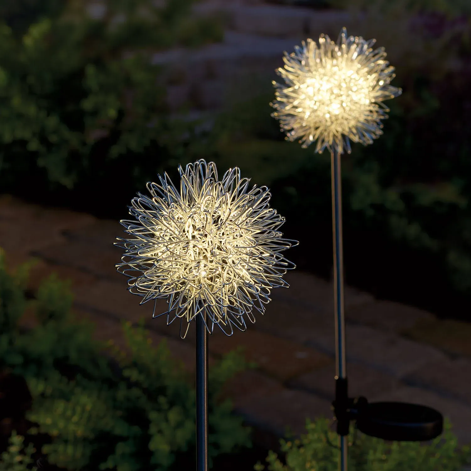 Art & Artifact Dandelion Garden Stakes - Set of 2 LED Solar Flower Lights