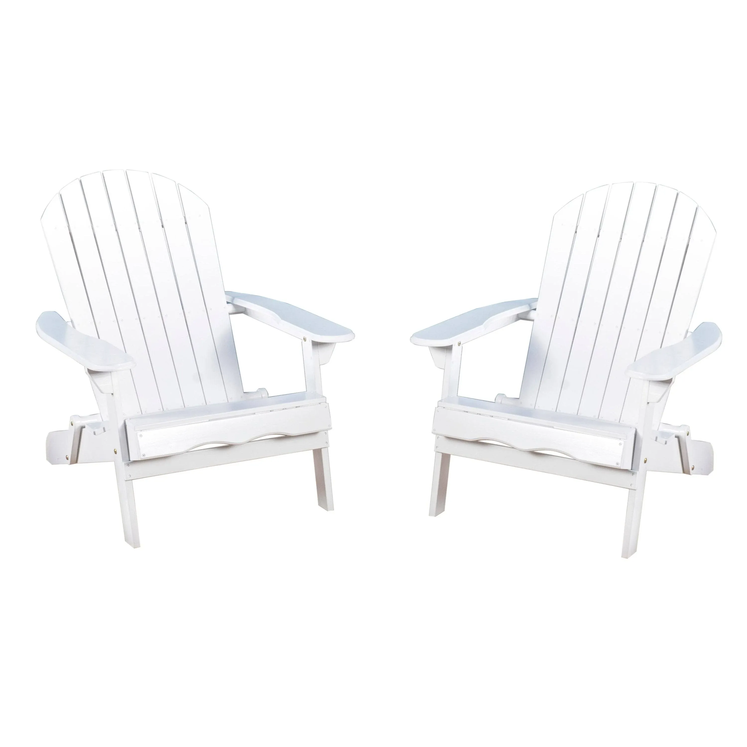 Hanlee Folding Outdoor Adirondack Chair - Set of 2 White Wood