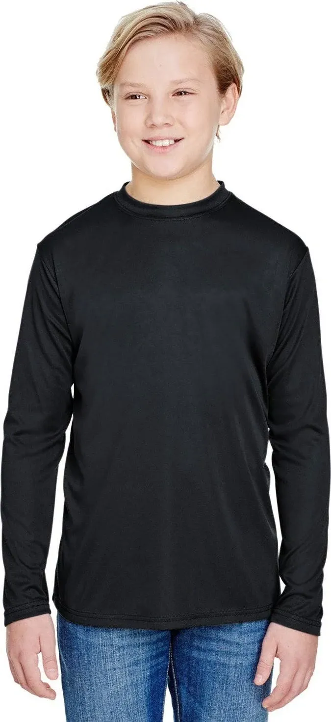 A4 NB3165 Youth Cooling Performance Long Sleeve Crew - Black, Xs