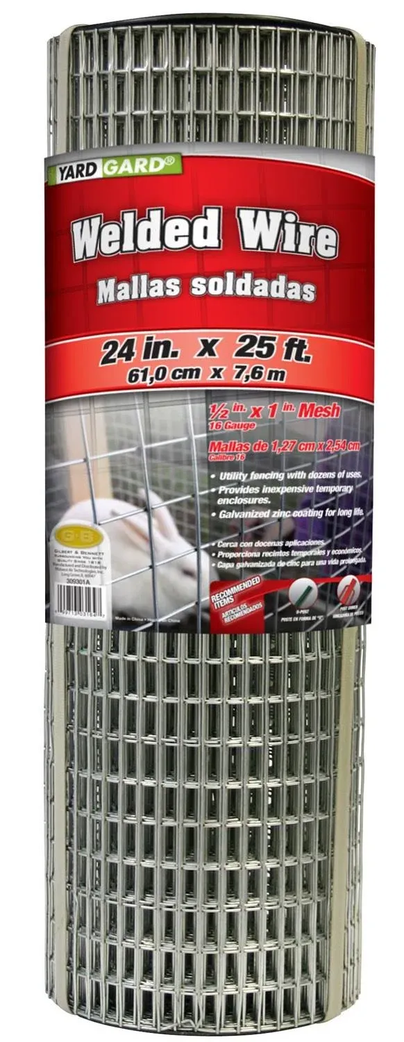 YARDGARD 309301A 24 inch by 25 foot 16 gauge, 1/2 inch by 1 inch mesh galvanized welded wire