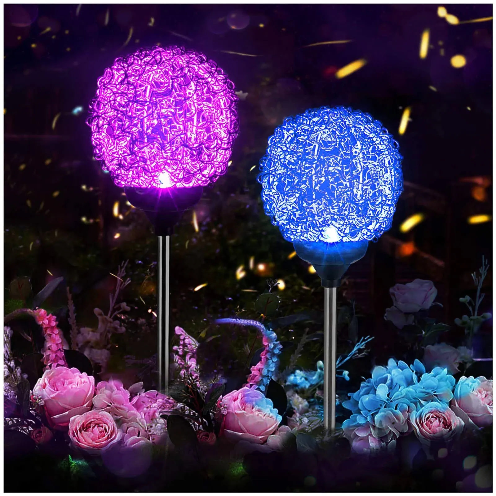 MMHF Solar Garden Lights Outdoor, Upgraded Magic Globe Powered Garden