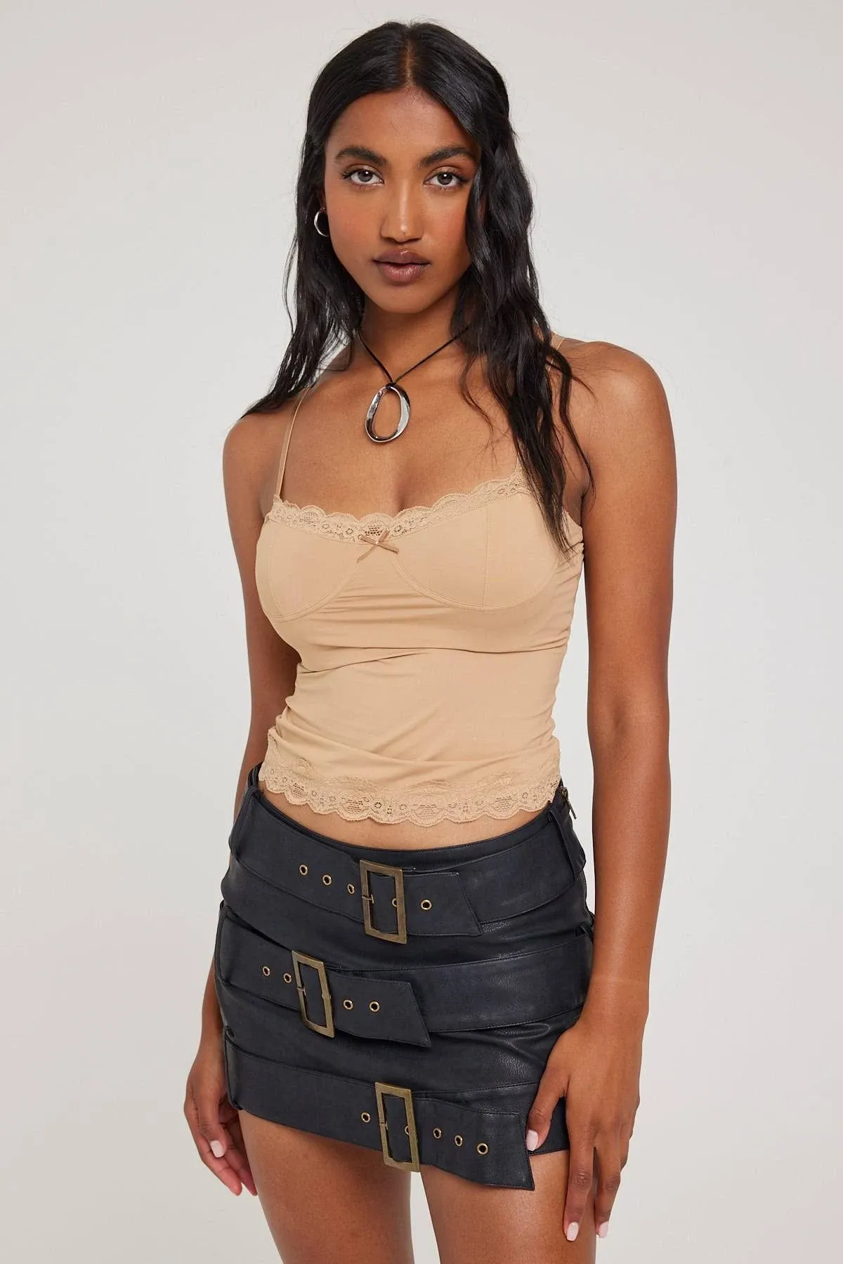 Lioness Sale | Women's Top Model Cami | Tan | L | Nylon Tops | AfterPay Available