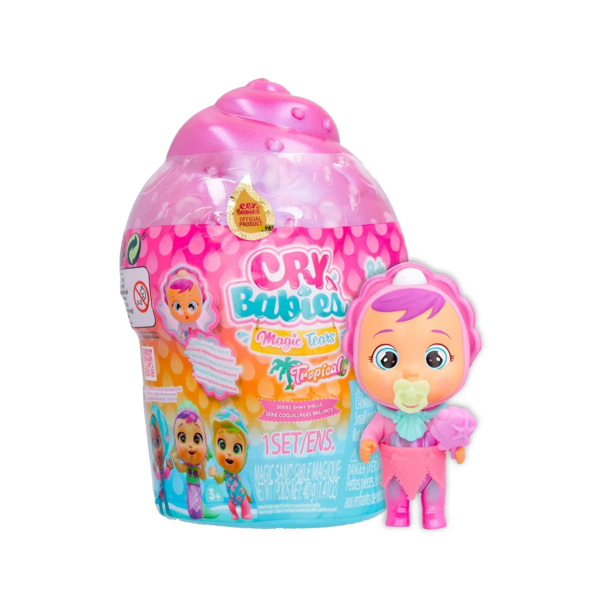 Cry Babies Magic Tears Tropical Shiny Shells Series Doll, Stickers &amp; Accessories