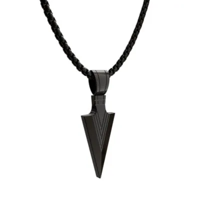 Ice City Stainless Steel Spear Point Arrowhead Pendant Necklace For Men