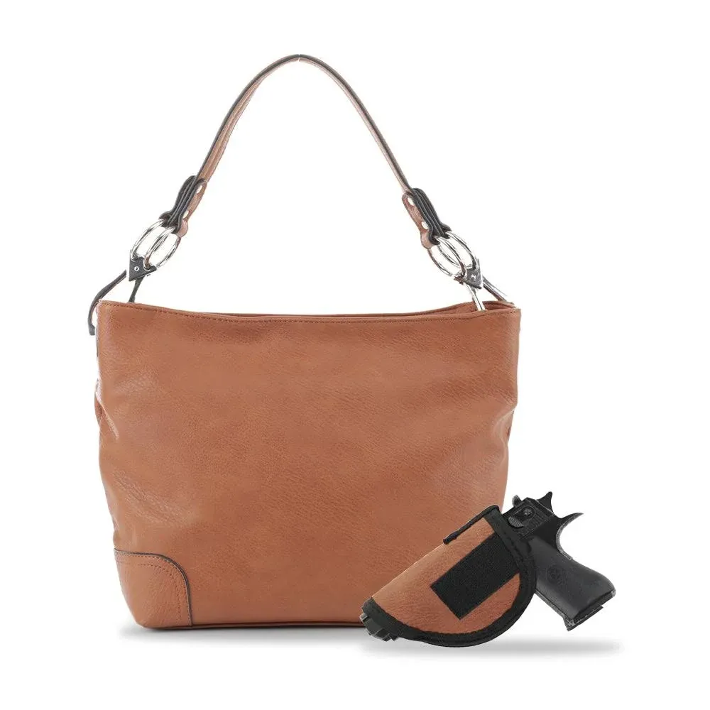 Lydia Lock and Key Hobo Shoulder Bag Tan