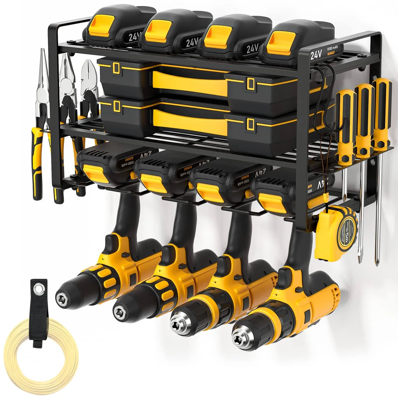 Heavy Duty Power Tool Organizer Garage Tool Storage Rack Drill Holder Wall Mount