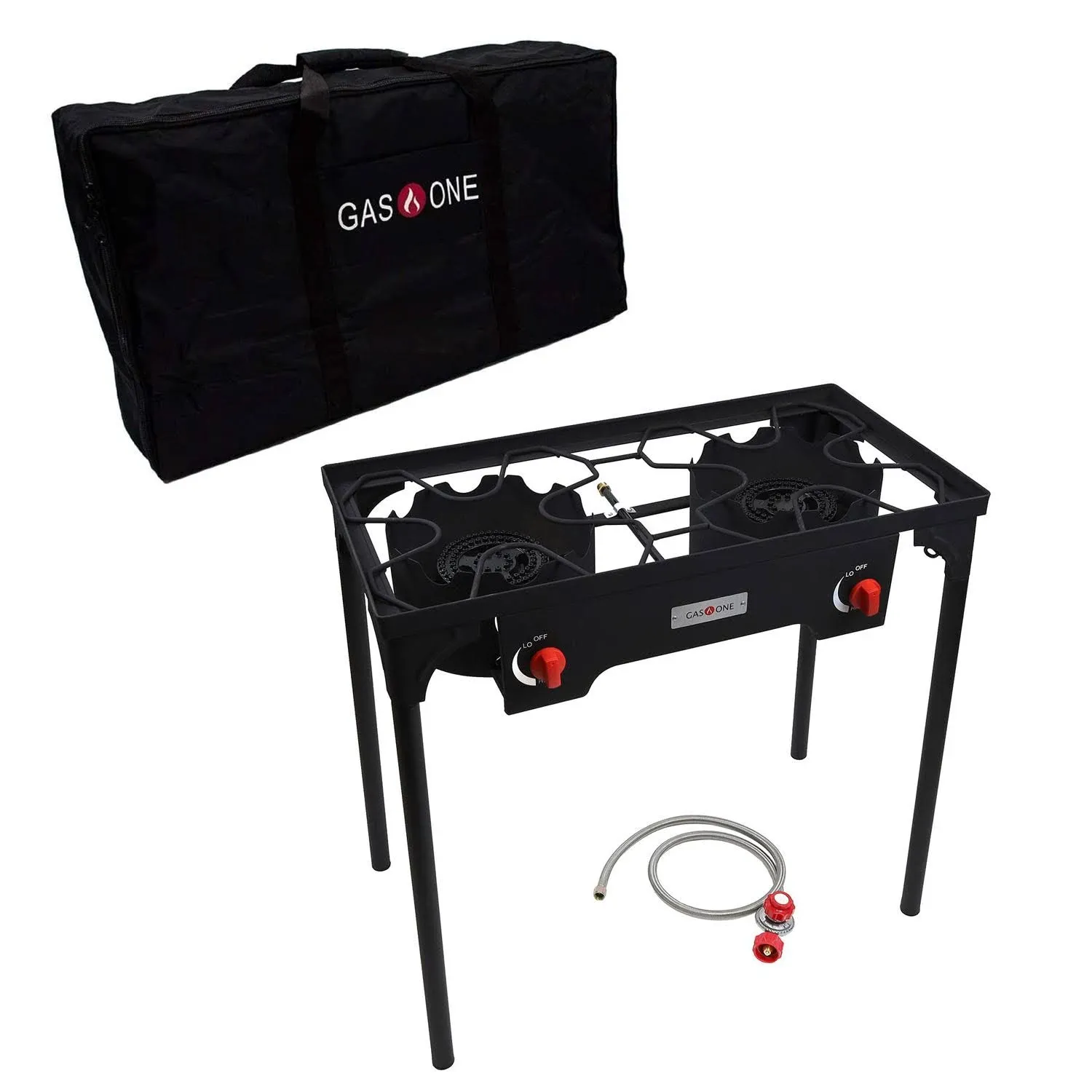 GasOne Two Burner Propane Camp Stove with Carry Bag Outdoor High Pressure Propane Double Burner