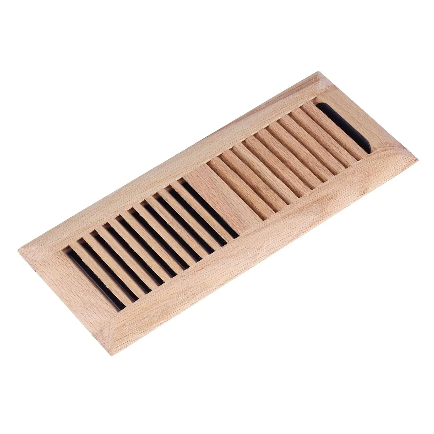 Hardwood Red Oak Floor Register, Drop in Vent Cover, 4x12 Inch with Damper, Unfinished