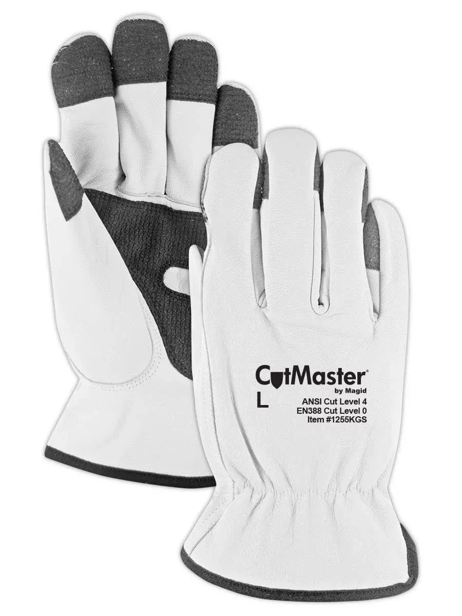 CutMaster Lined Leather Driver Glove with Keprotec Grip StripsCut Level 4, S