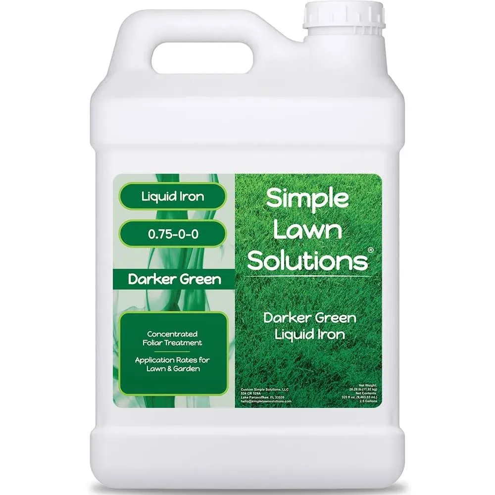 Simple Lawn Solutions - Liquid Iron Fertilizer Darker Green - Chelated Micronutrients - Concentrated Green Booster for Turf Grass, Indoor Plants and Outdoor Garden (32 Ounce)