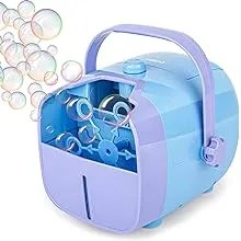 KINDIARY Bubble Machine, Automatic Bubble Blower, Portable Bubble Maker for Kids Toddlers with 5000+ Bubbles/min, 2 Speeds, 12.8oz Capacity, Powered by Plug-in or Batteries for Indoor Outdoor Parties