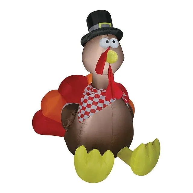 6 Foot Turkey Inflatable Thanksgiving Lighted Indoor or Outdoor Yard Decoration