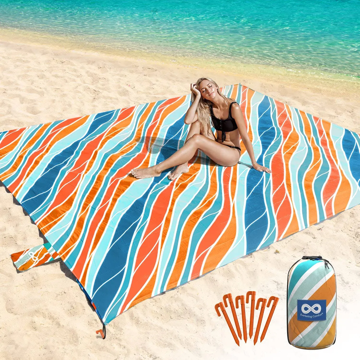 Everlasting Comfort Waterproof Sandproof Large Oversized Beach Blanket