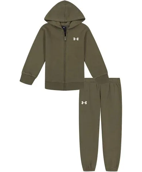 Under Armour Little Boys 2T-7 Long Sleeve Full Zip Hooded Branded Logo Jogger ...