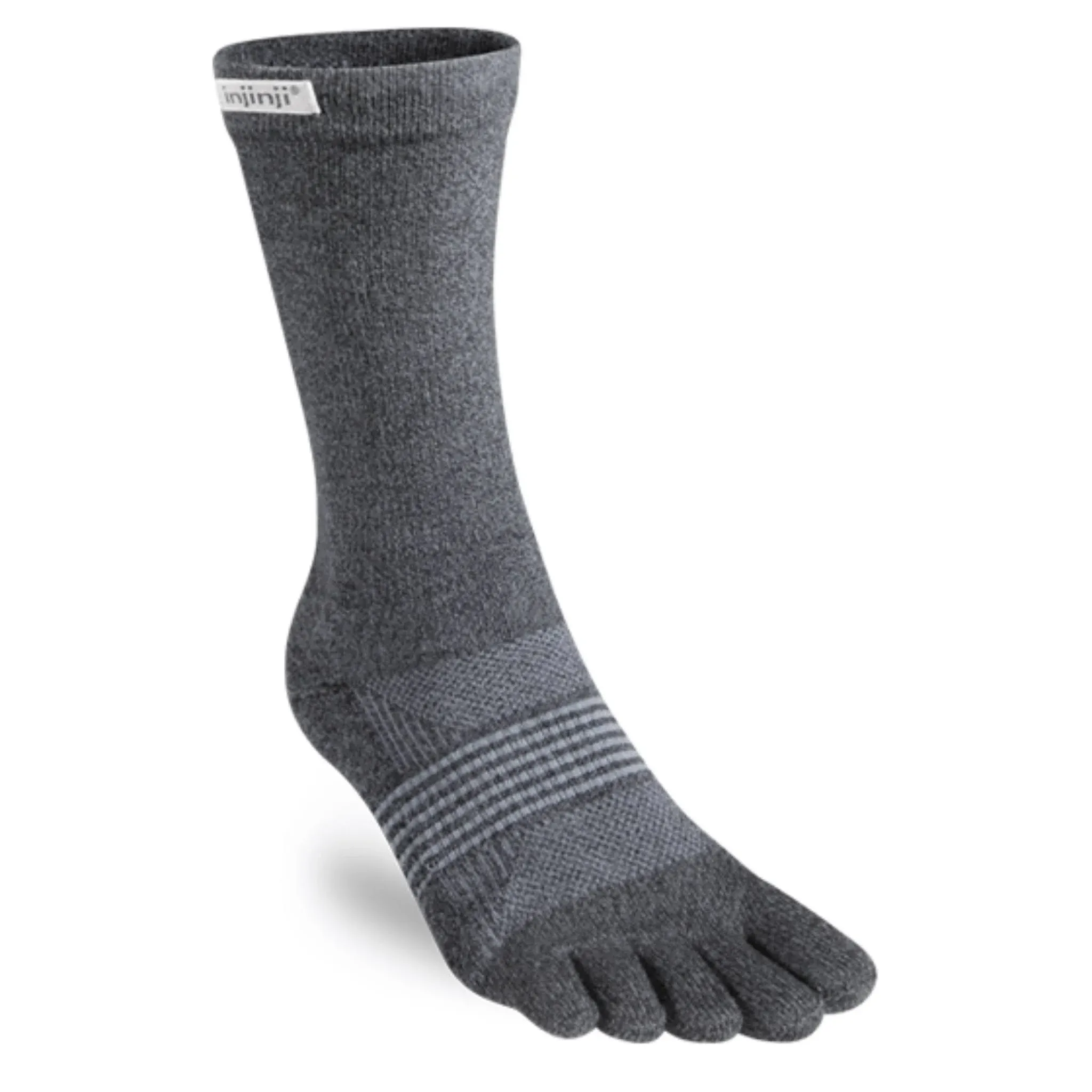 Injinji Women's Trail Midweight Crew Socks, Granite / M/L