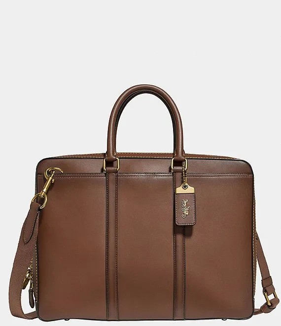 Coach Men's Metropolitan Slim Brief Briefcases - Saddle/brass