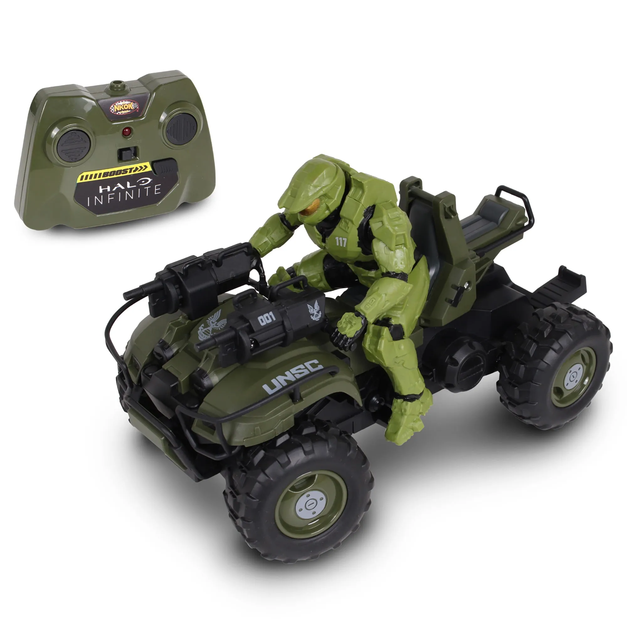 NKOK Halo Infinite: Gungoose & Master Chief 2.4 GHz Radio Control - W/Turbo Boost, Gungoose Vehicle W/Master Chief (762), Working Lights, Battery Powered, Officially Licensed, Ages 6+