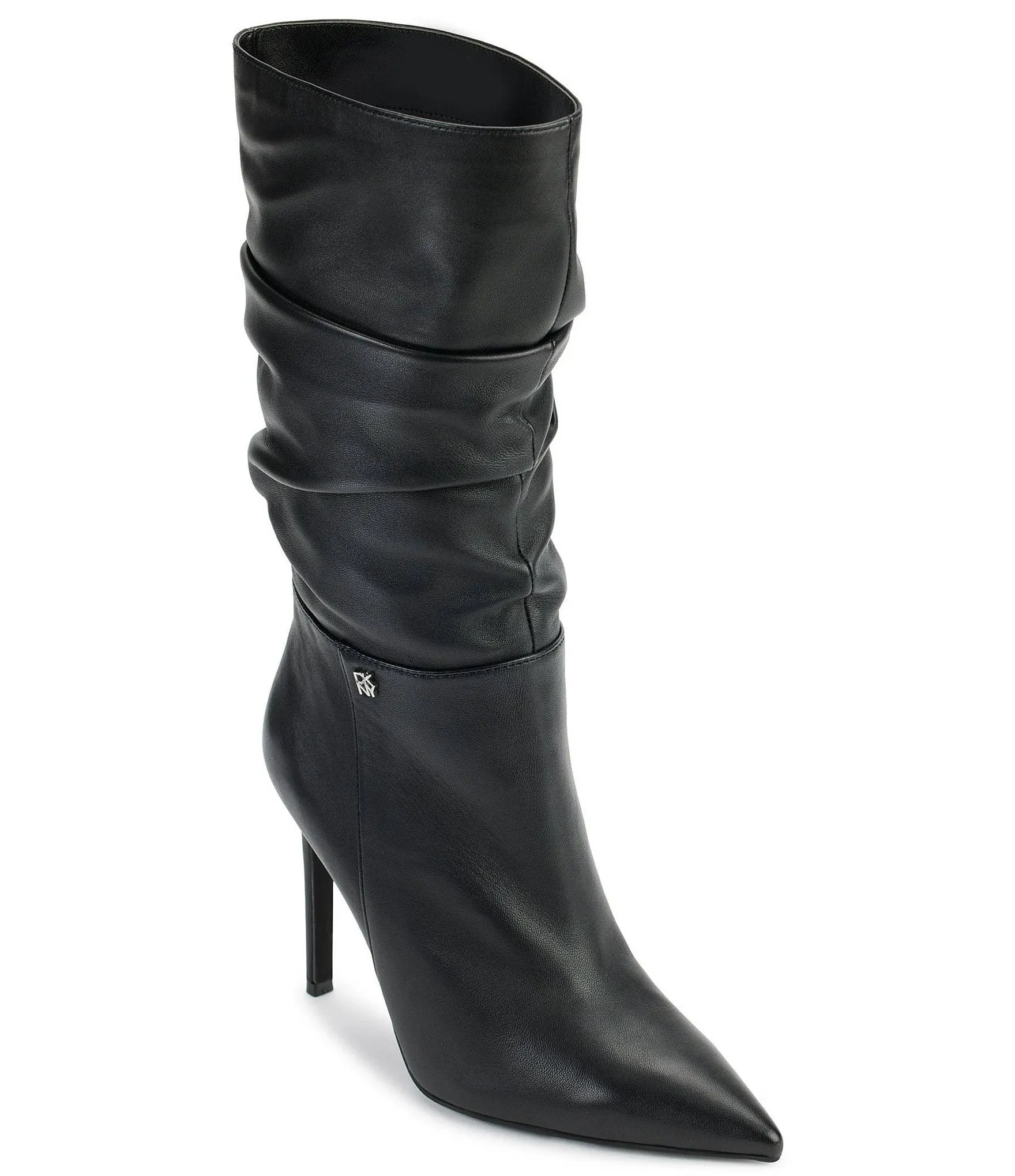 Maliza Womens Leather Slouchy Mid-Calf Boots