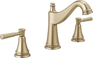 Delta Faucet Mylan Widespread Bathroom Faucet 3 Hole, Gold Bathroom Faucet, Bathroom Sink Faucet, Drain Assembly, Champagne Bronze 35777LF-CZ