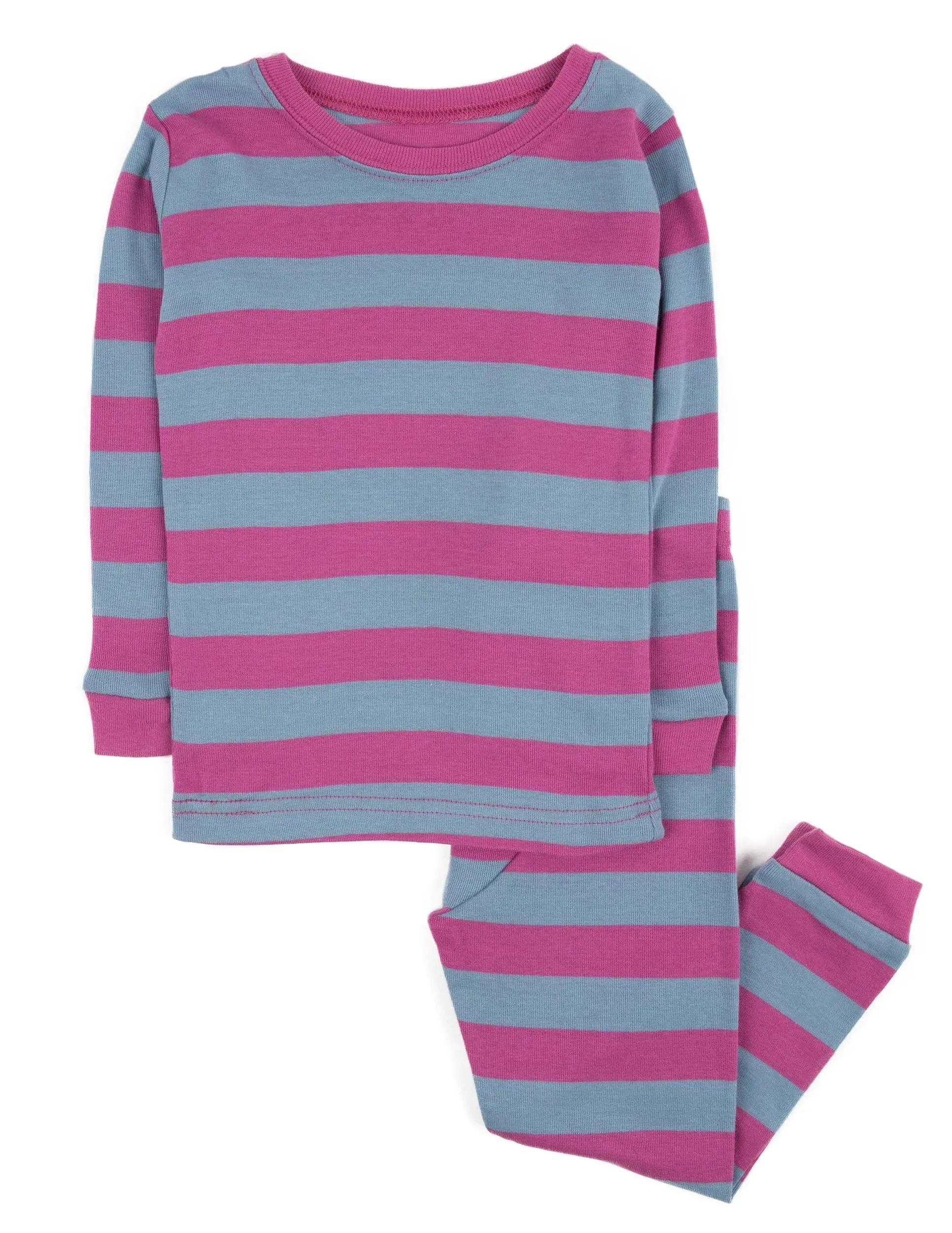 Leveret Purple Striped Cotton Pajamas purple-denim / 12 Years