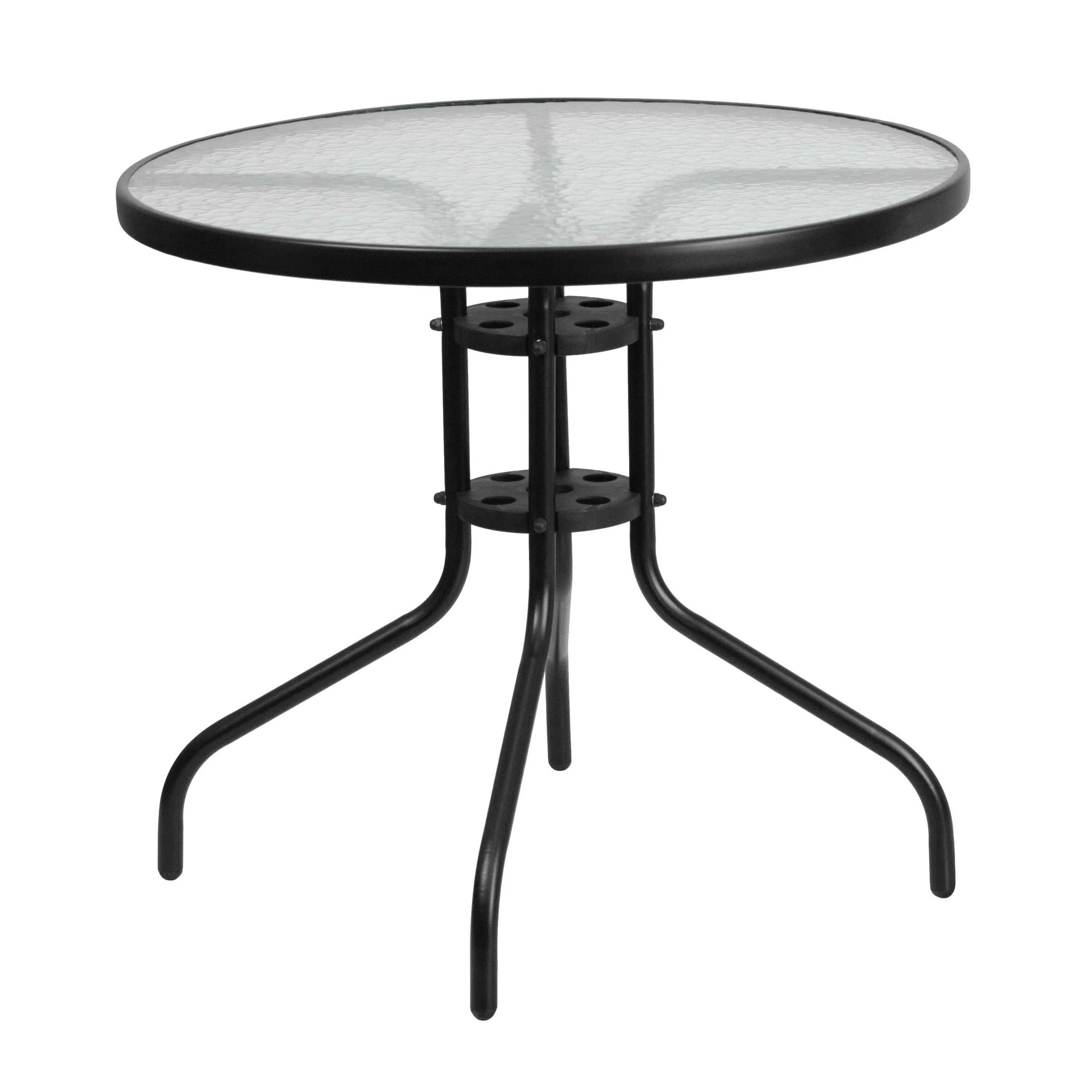 OUTDOOR PATIO TABLE 31.5&#039;&#039; Square Tempered Glass Metal Table