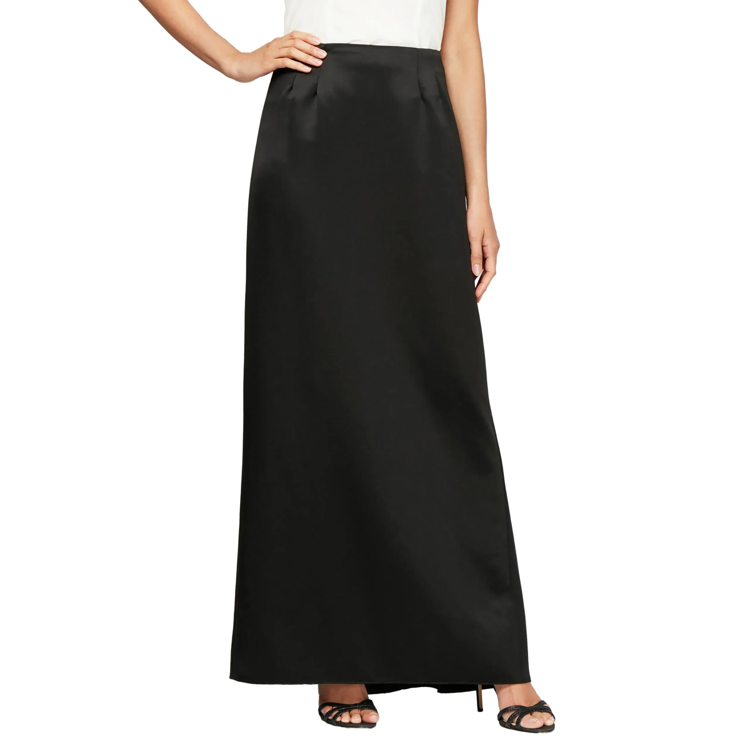 Alex Evenings Satin Column Skirt - Black - Large