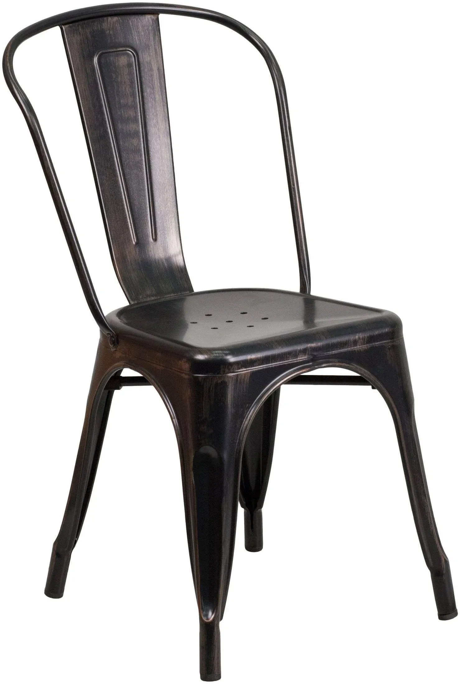 Flash Furniture Black-Antique Gold Metal Indoor-Outdoor Stackable Chair