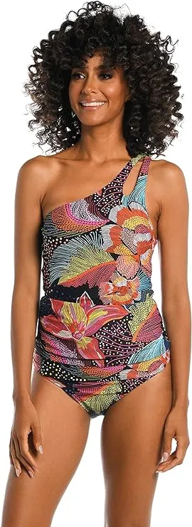 La Blanca Sunlit One-Shoulder Tankini Top in Multi