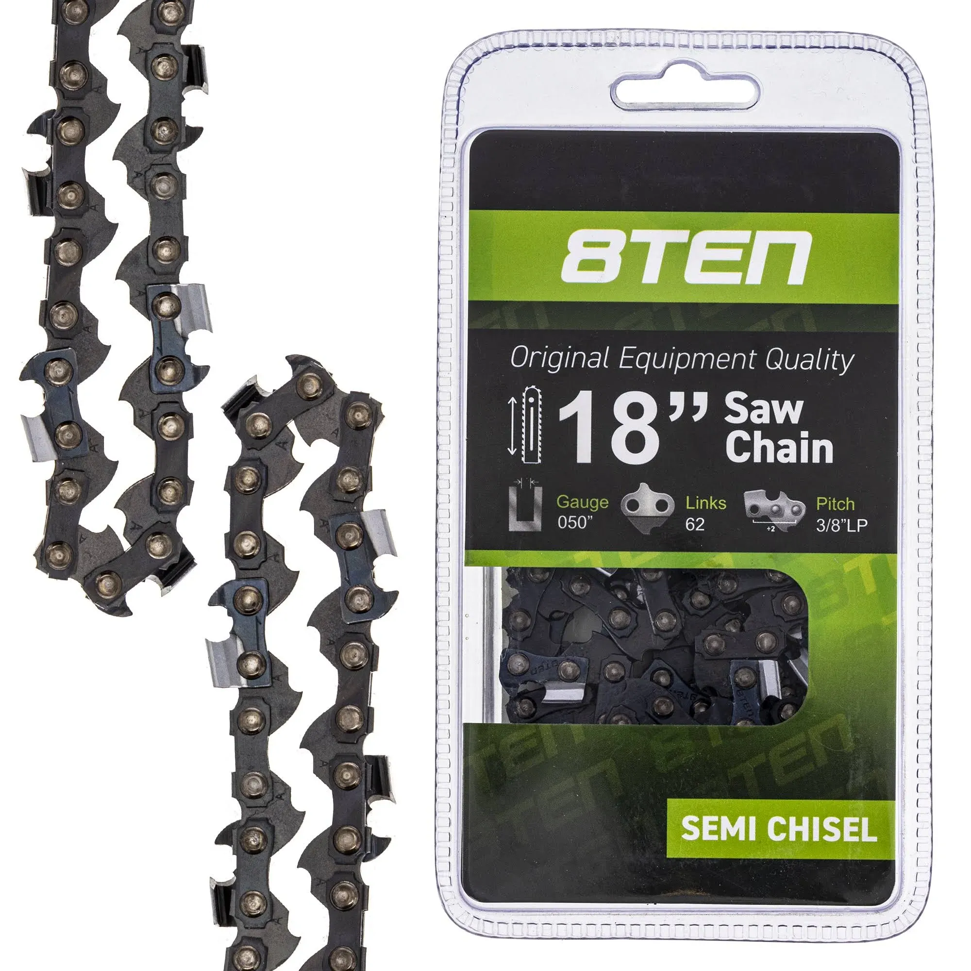 8TEN Chainsaw Chain for 18 Inch Bar .050 3/8 Pitch 62DL Husqvarna Echo Stihl